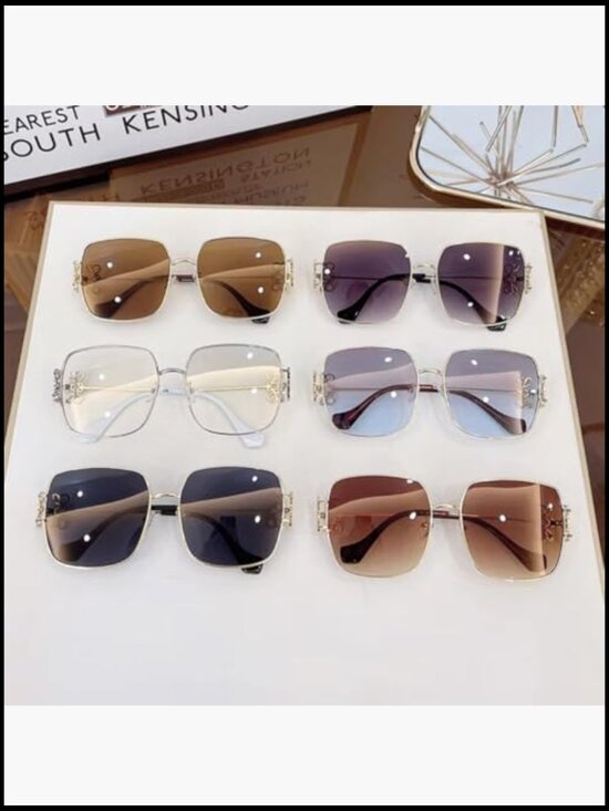 Designer Square & Oval Sunglasses with UV400 Protection, Oversized main image 5